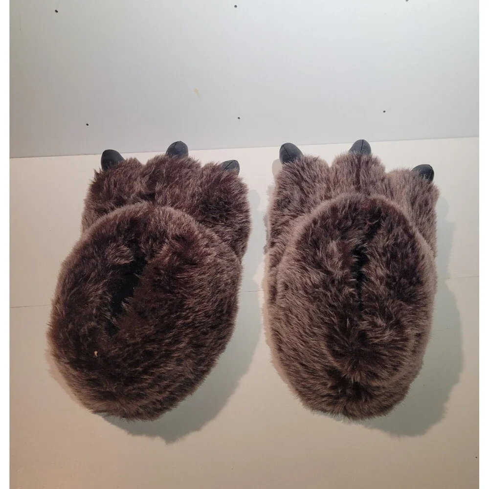 George Plush Brown Bear Paw Slippers Claw House Shoes – Size S/M #103